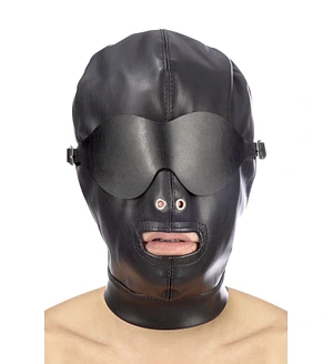 Капюшон для БДСМ зі знімною маскою Fetish Tentation BDSM hood in leatherette with removable mask