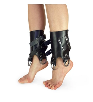 Поножі-манжети для підвісу за ноги Art of Sex – Leg Cuffs For Suspension, чорні, натуральна шкіра