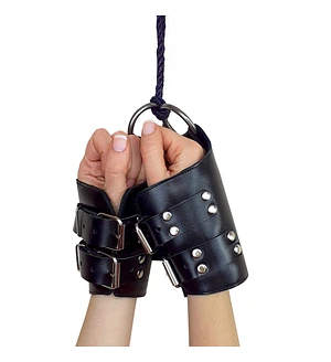 Манжети для підвісу за руки Art of Sex – Kinky Hand Cuffs For Suspension, чорні, натуральна шкіра