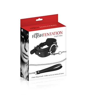 Нашийник великим кільцем та з повідцем Fetish Tentation Ring and Leash
