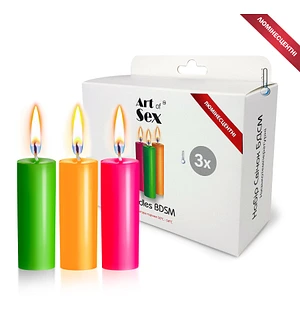 Набір воскових свічок Art of Sex size S 10 см (3 шт), низькотемпературні, люмінісцентні