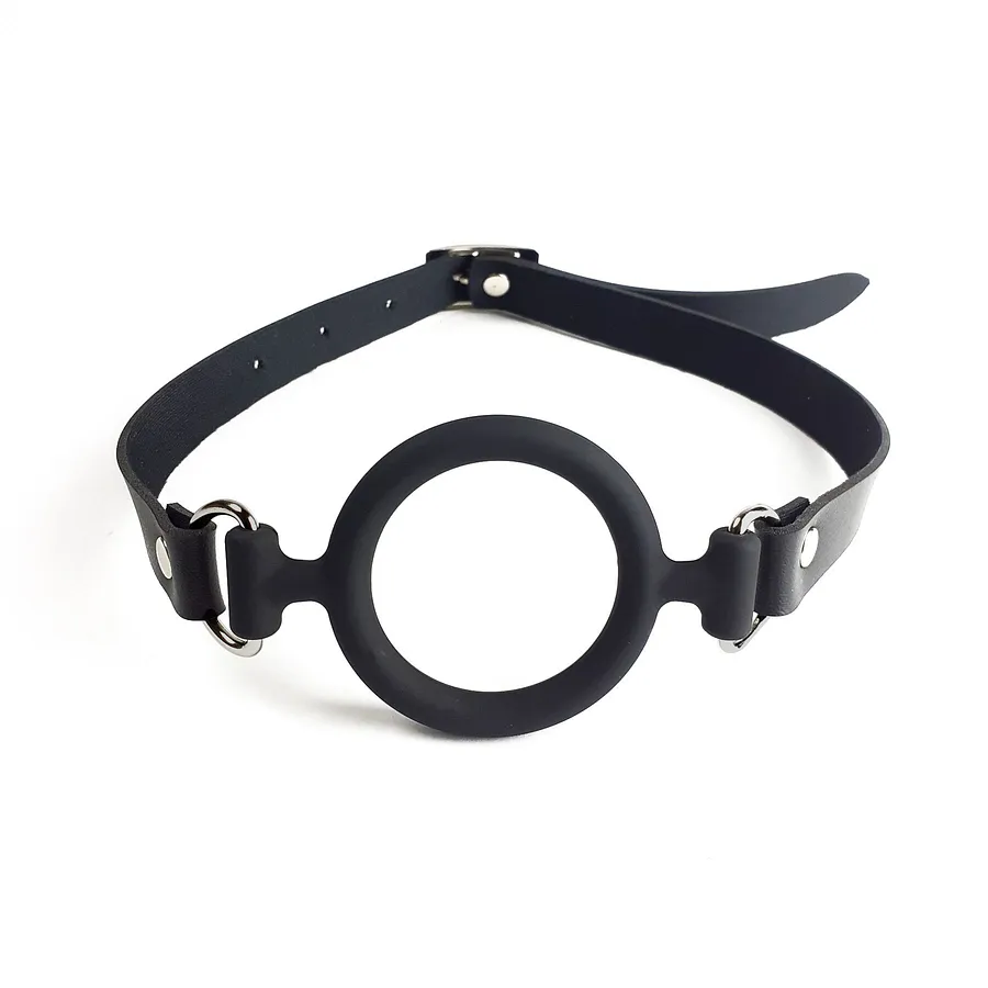 Кляп-розширювач силіконове кільце Art of Sex – Gag ring, червоний, натуральна шкіра