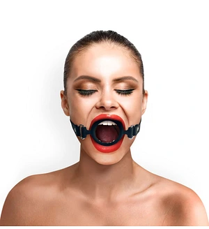 Кляп-розширювач силіконове кільце Art of Sex – Gag ring, червоний, натуральна шкіра