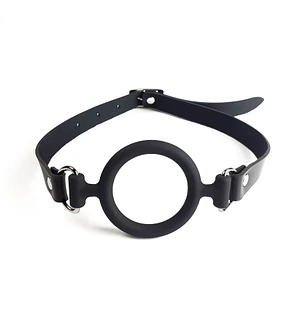 Кляп-розширювач силіконове кільце Art of Sex – Gag ring, червоний, натуральна шкіра