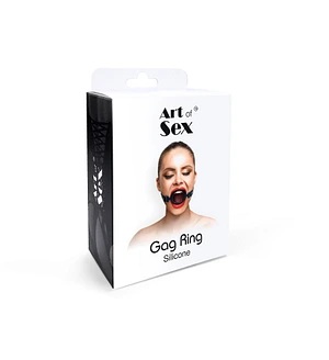 Кляп-розширювач силіконове кільце Art of Sex – Gag ring, червоний, натуральна шкіра