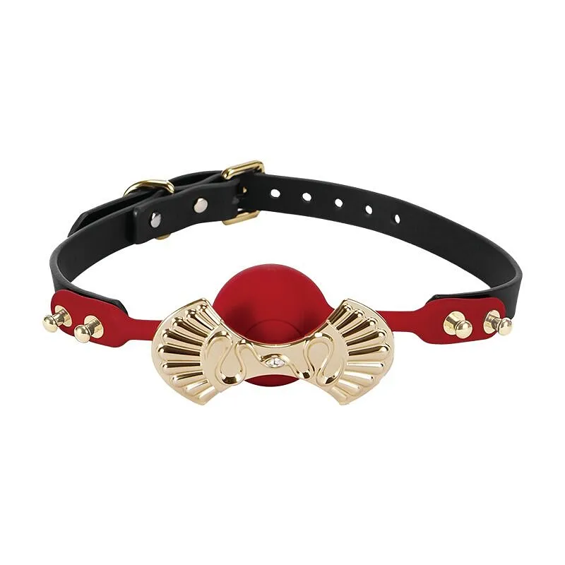 Розкішний силіконовий кляп Zalo Silicone Ball Gag Black, кристал Swarovski, шкіряний ремінець