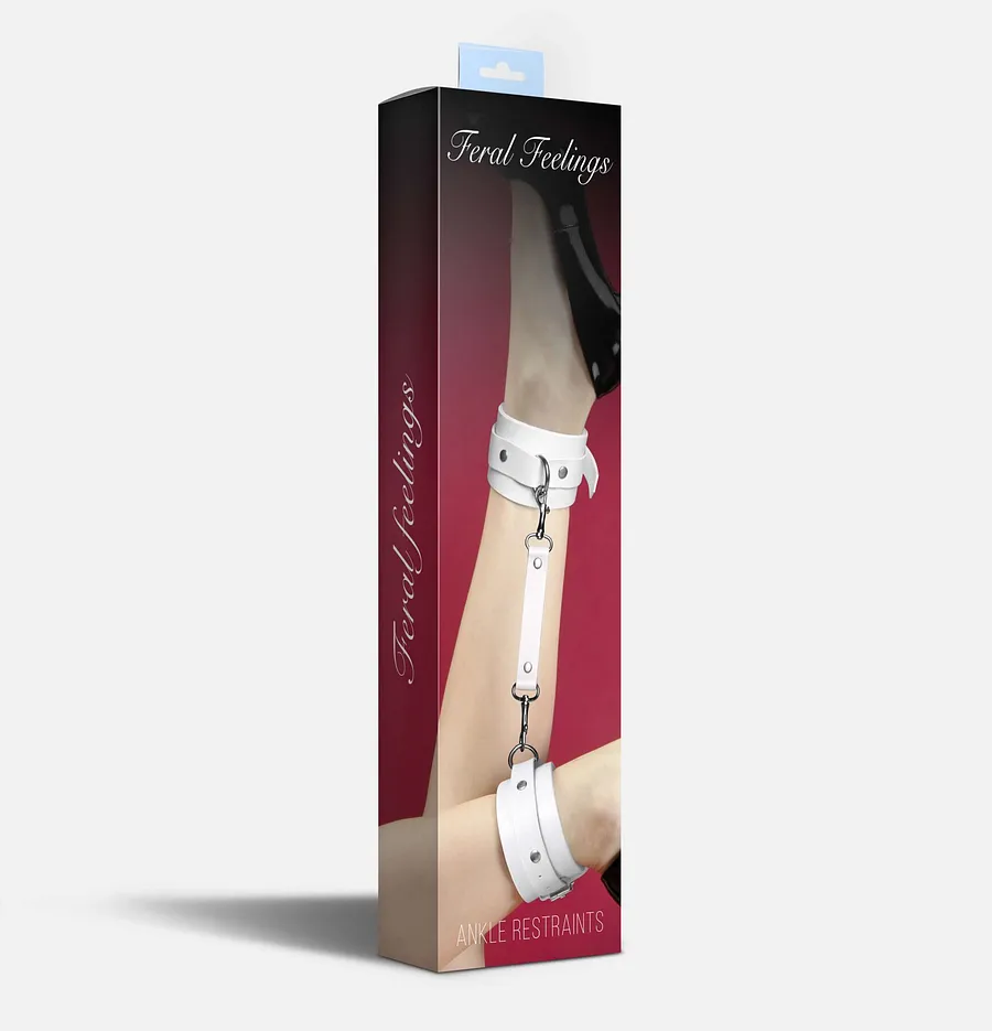 Поножі Feral Feelings – Ankle Restraints Red, натуральна шкіра