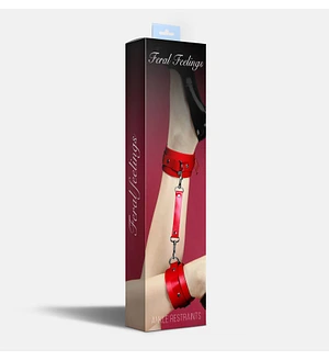 Поножі Feral Feelings – Ankle Restraints Red, натуральна шкіра