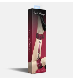 Поножі Feral Feelings – Ankle Restraints Red, натуральна шкіра
