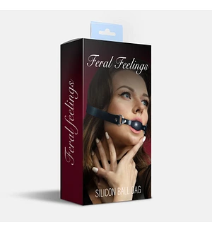 Кляп силіконовий Feral Feelings Silicon Ball Gag Black/Black, чорний ремінець, чорна кулька
