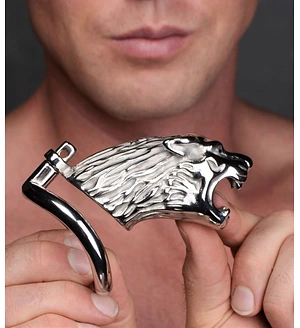 Клітка для пеніса Master Series: Tiger King Cock Cage With Lock, три кільця, замок, три ключі