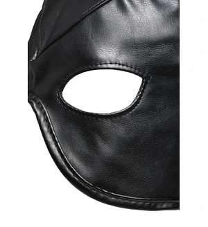 Маска з рогами Master Series: Dungeon Demon Bondage Mask with Horns, чорна