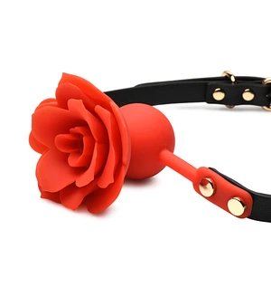 Силіконовий кляп з трояндою Master Series: Blossom Silicone Rose Gag – Red