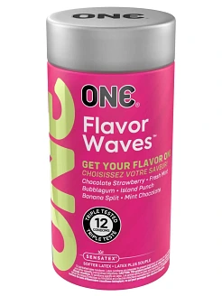 Ароматизовані презервативи ONE FlavorWaves, 12 шт, 6 ароматів, 6 кольорів, подарункове паковання-тубус