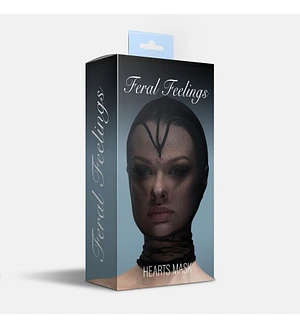 Маска серце сітка із повністю закритим обличчям Feral Feelings - Hearts Mask Black/Black