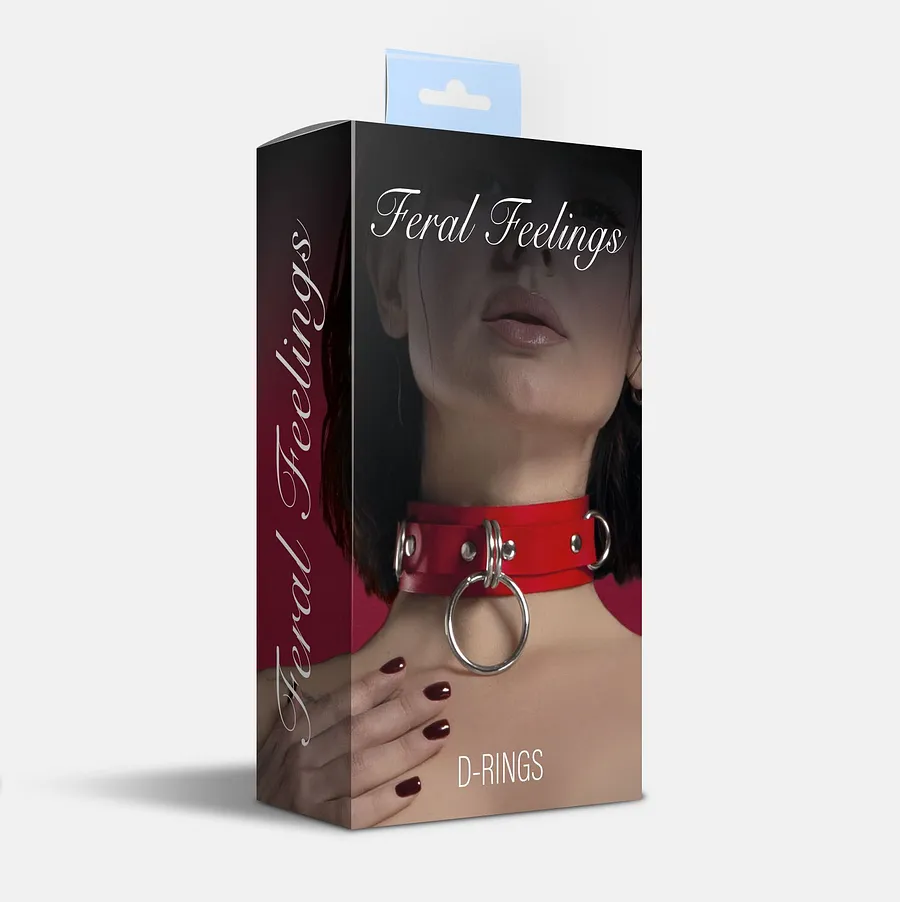 Нашийник для фіксації з натуральної шкіри Feral Feelings - D-Rings Black