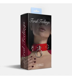 Нашийник для фіксації з натуральної шкіри Feral Feelings - D-Rings Black