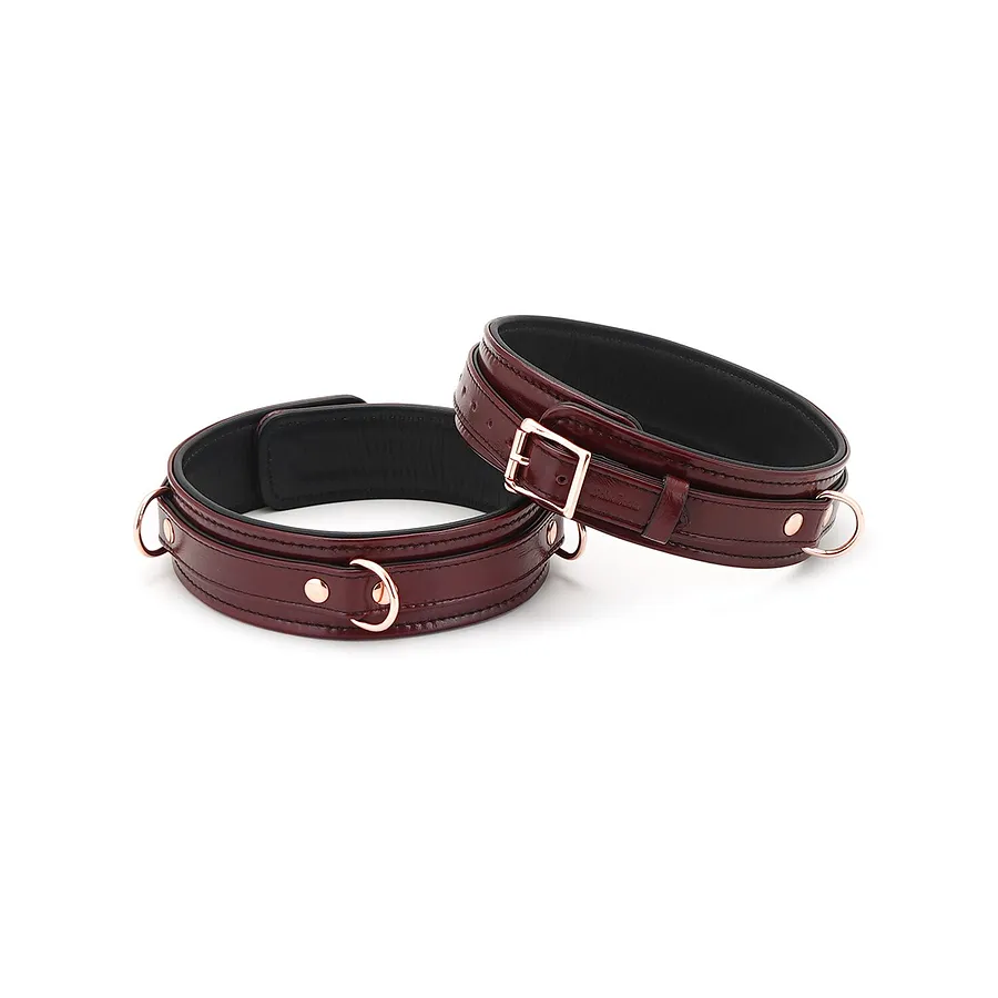 Фіксатори для стегон Liebe Seele Wine Red Thigh Cuffs S Size, натуральна  шкіра