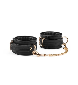 Наручники з ланцюжком Liebe Seele Black Organosilicon Wrist Cuff, екошкіра
