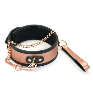 Широкий нашийник з повідцем Liebe Seele Rose Gold Memory Collar with Leash, натуральна шкіра
