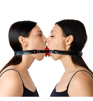 Подвійний кляп Art of Sex - Twins, натуральна шкіра