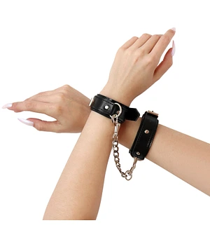 Наручники із екошкіри Art of Sex - Handcuffs Emoji, колір чорний