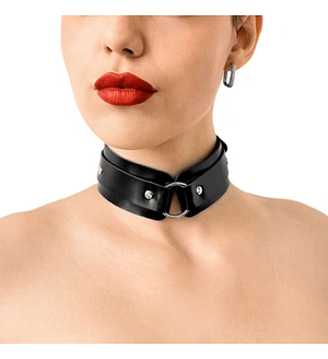 БДСМ-нашийник з кільцем Art of Sex - Martina Collar with ring, натуральна шкіра, колір чорний