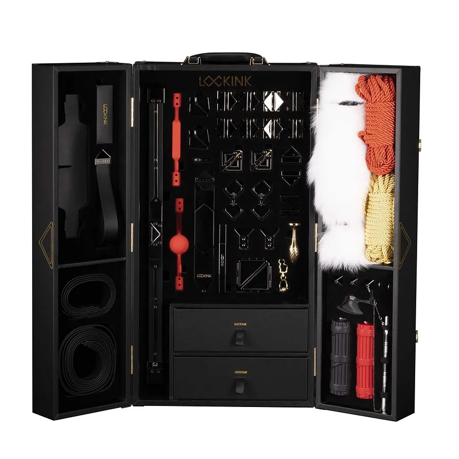 БДСМ-набір LOCKINK All-in-1 BDSM Play Kit, коричневий, ремені, маска, кляпи, анальні пробки, свічки