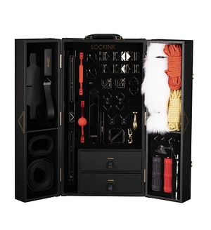 БДСМ-набір LOCKINK All-in-1 BDSM Play Kit, коричневий, ремені, маска, кляпи, анальні пробки, свічки