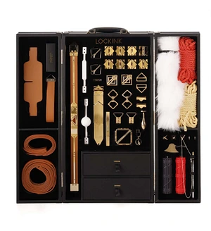 БДСМ-набір LOCKINK All-in-1 BDSM Play Kit, коричневий, ремені, маска, кляпи, анальні пробки, свічки