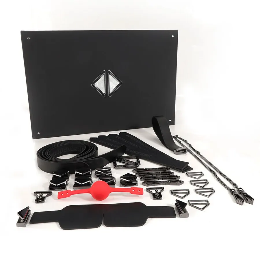 БДСМ-набір LOCKINK Bondage & Restraint Set, коричневий, натуральна шкіра, фіксатори, маска, кляп