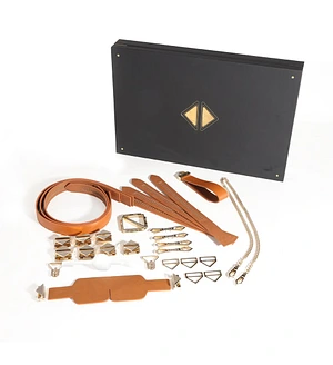 БДСМ-набір LOCKINK Bondage & Restraint Set, коричневий, натуральна шкіра, фіксатори, маска, кляп