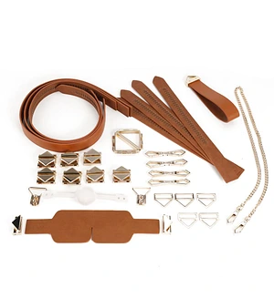БДСМ-набір LOCKINK Bondage & Restraint Set, коричневий, натуральна шкіра, фіксатори, маска, кляп