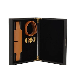 Маска на очі LOCKINK Blindfold Kit, коричнева, натуральна шкіра, регульований обсяг