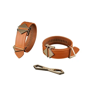 Фіксатори для рук та ніг LOCKINK Wristcuffs/Anklecuffs, коричневі, натуральна шкіра
