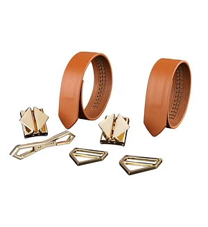 Фіксатори для рук та ніг LOCKINK Wristcuffs/Anklecuffs, коричневі, натуральна шкіра
