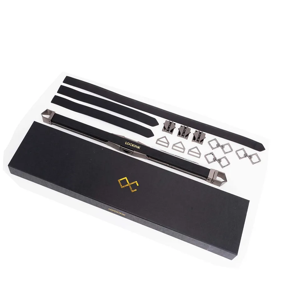 Фіксатор-розпірка LOCKINK Adjustable Spreader Bar Set, коричневий, шкіряний, ремені для шиї, рук/ніг