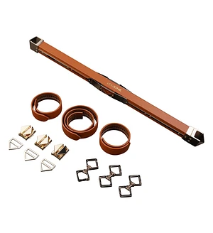 Фіксатор-розпірка LOCKINK Adjustable Spreader Bar Set, коричневий, шкіряний, ремені для шиї, рук/ніг