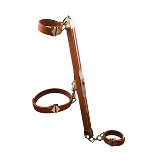 Фіксатор-розпірка LOCKINK Adjustable Spreader Bar Set, коричневий, шкіряний, ремені для шиї, рук/ніг