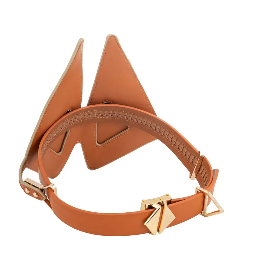 Маска на очі LOCKINK Vixen Blindfold, коричнева, натуральна шкіра, регульований обсяг