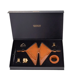 Маска на очі LOCKINK Vixen Blindfold, коричнева, натуральна шкіра, регульований обсяг