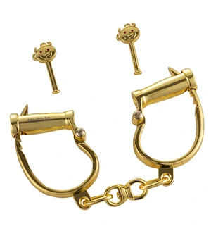 Наручники LOCKINK Love-slave Handcuffs, золотисті, металеві, у формі стремен