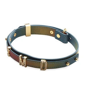 Нашийник LOCKINK Multi-color DIY Alphabet Collar, мультиколір, штучна шкіра, букви зі стразами