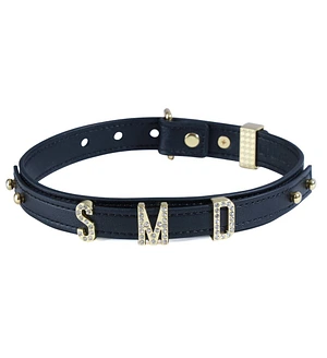 Нашийник LOCKINK Dark DIY Alphabet Collar, чорний, штучна шкіра, букви зі стразами