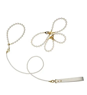 Перлинний набір для фіксації LOCKINK Pearl Bondage & Restraint Set, наручники, поножі, повідець