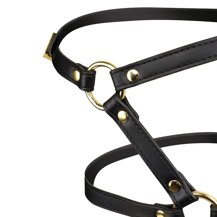 Маска-збруя для мінету LOCKINK SEVANDA Blowjob Head Harness, чорна, з м’якою вставкою у вигляді губ