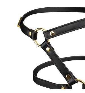 Маска-збруя для мінету LOCKINK SEVANDA Blowjob Head Harness, чорна, з м’якою вставкою у вигляді губ
