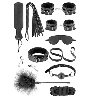 Набір для BDSM усе-в-одному Fetish Tentation SM Bondage Box in vegan leather, 10 предметів