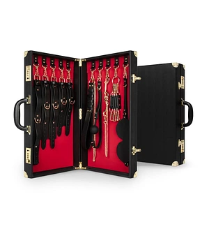 Набір для BDSM Bedroom Fantasies: Bondage Suitcase 13 Pcs - Cow Leather