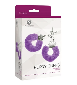 Наручники S Pleasures Furry Cuffs Purple з пухнастим оздобленням, 2 ключі в комплекті